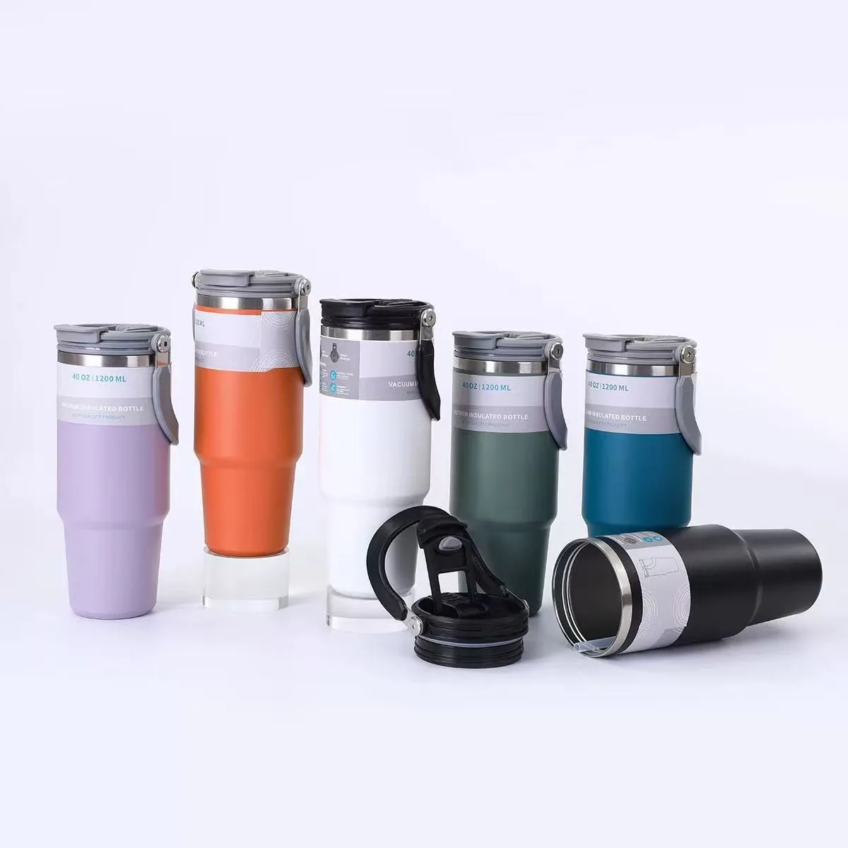 304 Stainless Steel Car Tumbler with Handle & Straw Lid & Dual-Drink Lid — 30oz / 887ml 3