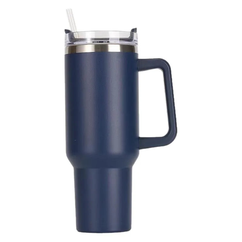 304 Stainless Steel Beer Tumbler with Handle & Straw Lid — 40oz / 1183ml 4