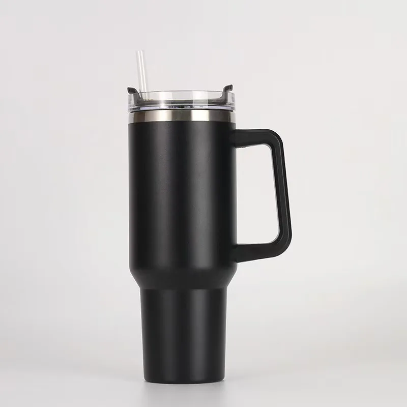 304 Stainless Steel Beer Tumbler with Handle & Straw Lid — 40oz / 1183ml 5
