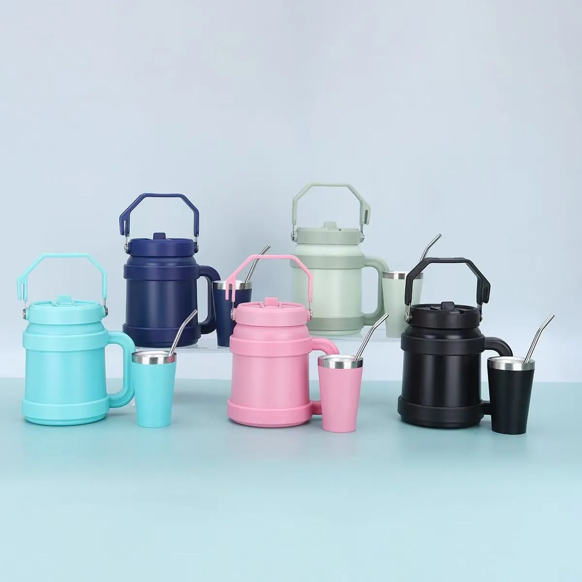 304 Stainless Steel Car Tumbler with Handle & Straw Lid — 50oz / 1479ml 2