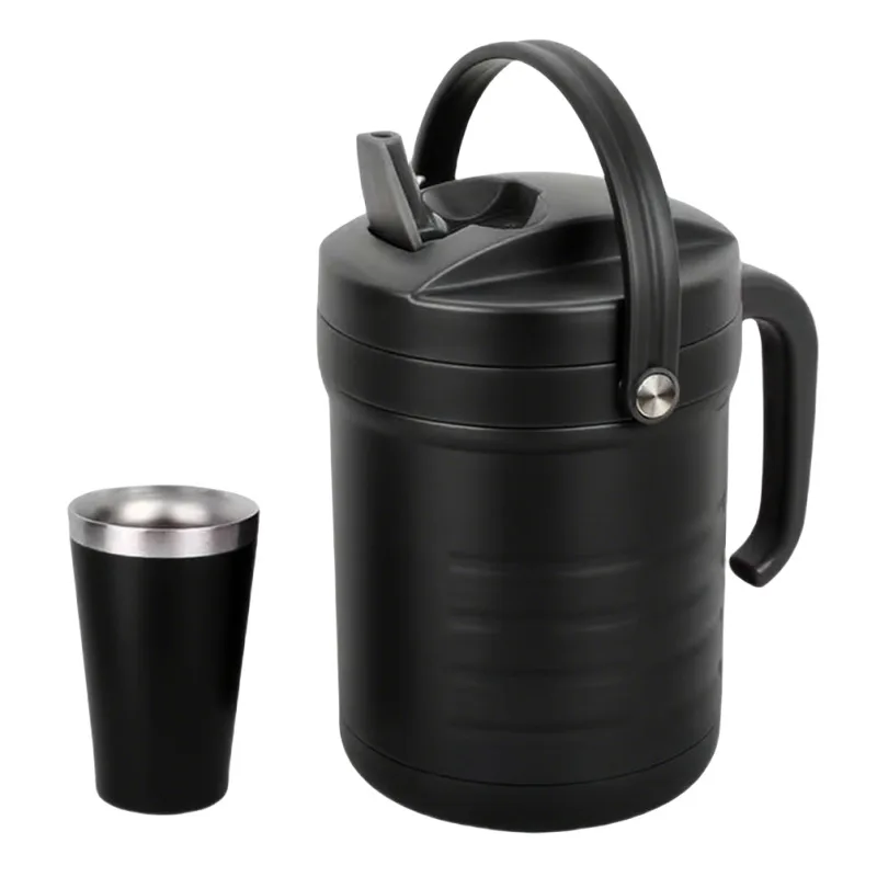 304 Stainless Steel Insulated Ice Bucket with Handle and Double Lid 2