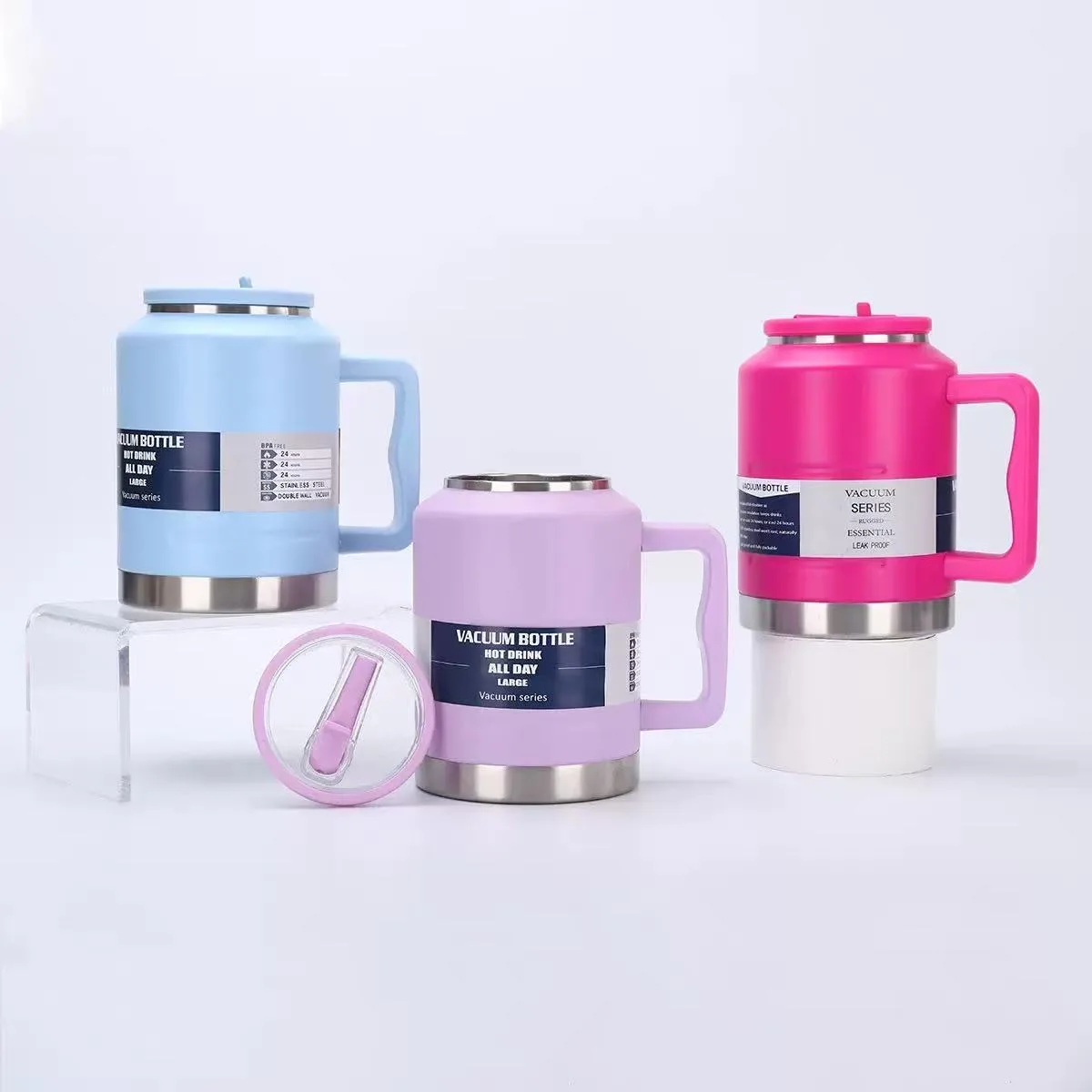 304 Stainless Steel Large-Capacity Bottle with Handle & Straw Lid 2