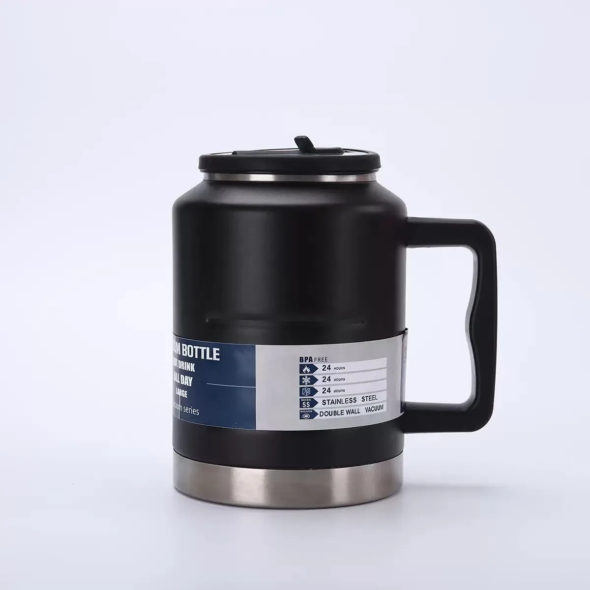 304 Stainless Steel Large-Capacity Bottle with Handle & Straw Lid 5