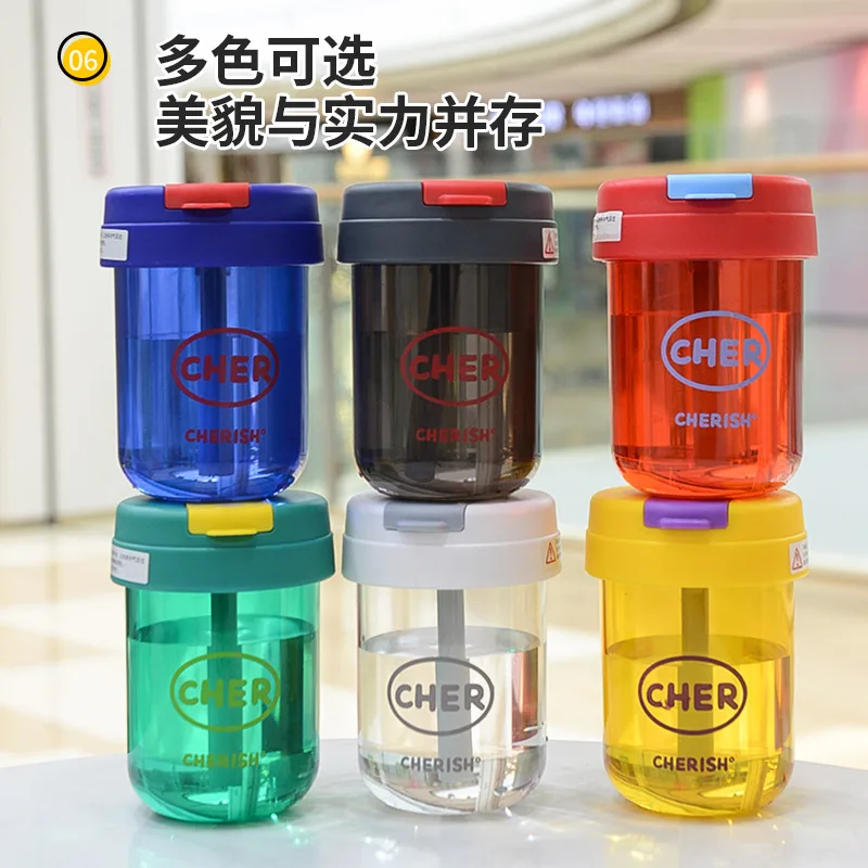 Plastic Kids Water Bottle with Straw Lid 4
