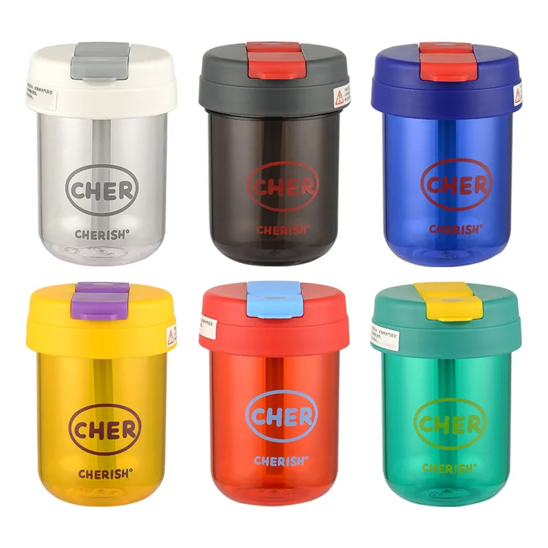 Plastic Kids Water Bottle with Straw Lid 5