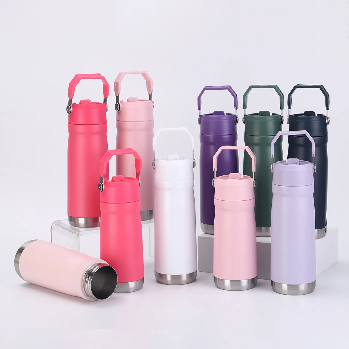 304 Stainless Steel Sports Water Bottle with Straw Lid 2