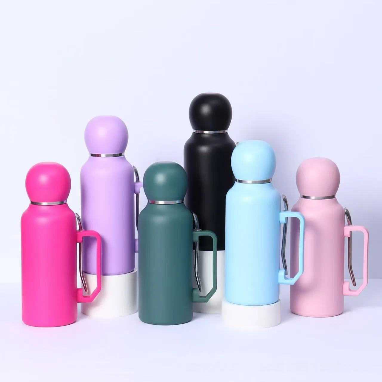 304 Stainless Steel Sports Water Bottle with Straw Lid & Stirring Straw 2